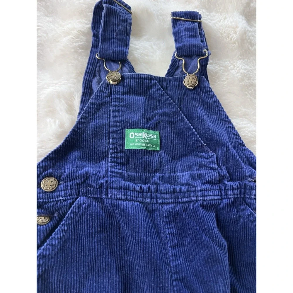 Vintage 90s OshKosh Boys Mice Construction Patch Corduroy Overalls Bubble Leg